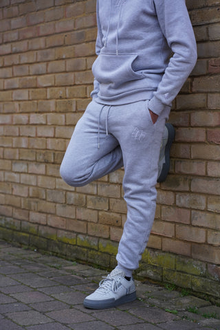 EMBROIDERED LOGO JOGGERS - GREY/WHITE
